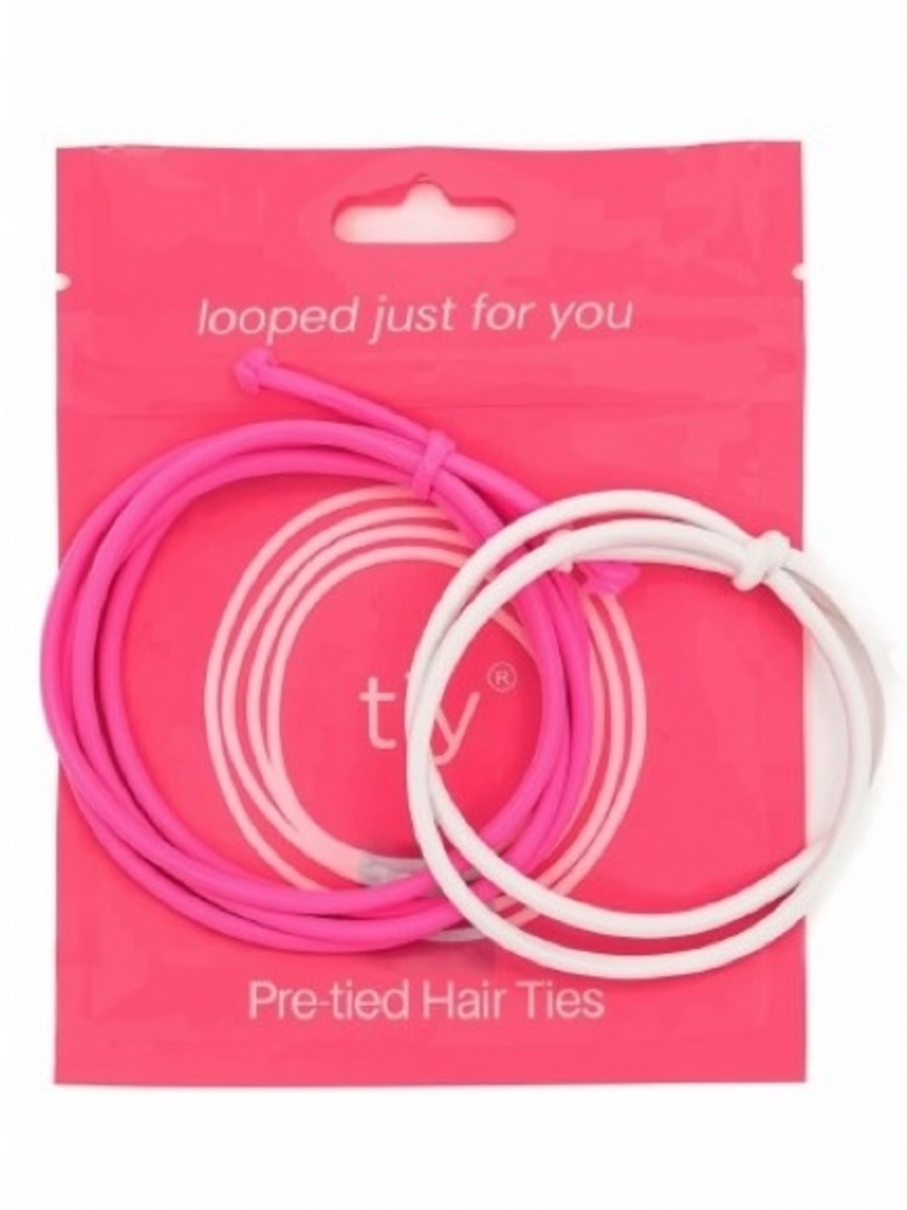 3/$12 TIY Pink And White Pre-Tied Hair Ties 2 Pack